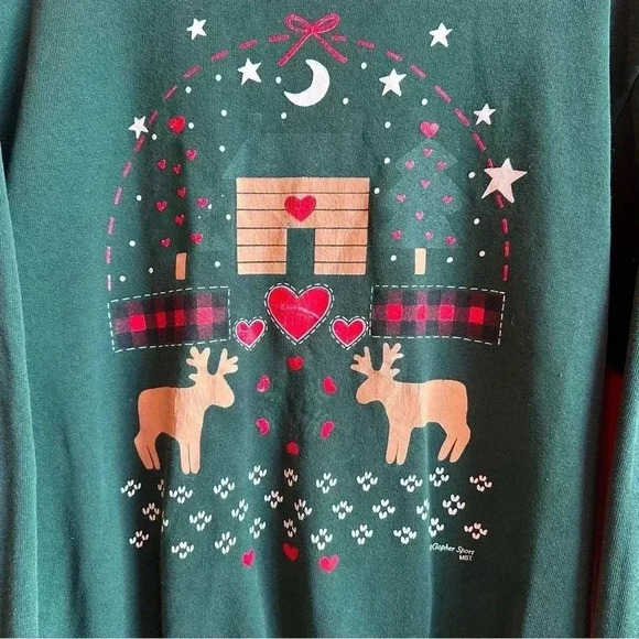 Vintage 90s Reindeer Christmas crewneck pullover sweater size Medium - Picture 3 of 7